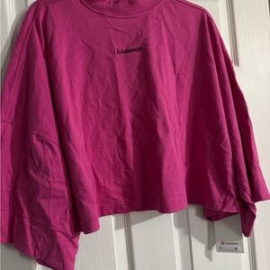 lululemon Heavyweight Cotton Cropped 3/4 Sleeve Sweatshirt - Bright Pink